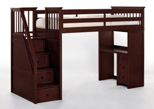 Schoolhouse Stair Loft w/ Chest End (No Lower Bed),NE Kids